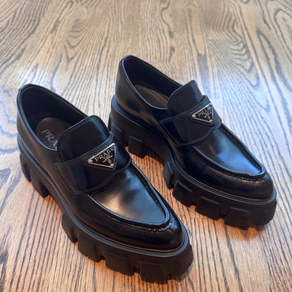 Prada Monolith logo Leather loafer size 7 - Picture 10 of 12